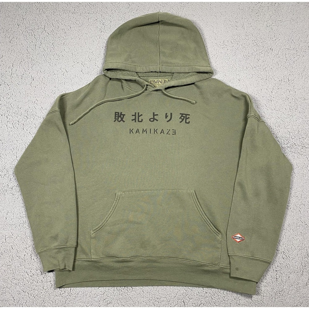 Eminem Kamikaze Hoodie Mens L Hip Hop Green Fleece‎ Japanese Graphic Music
